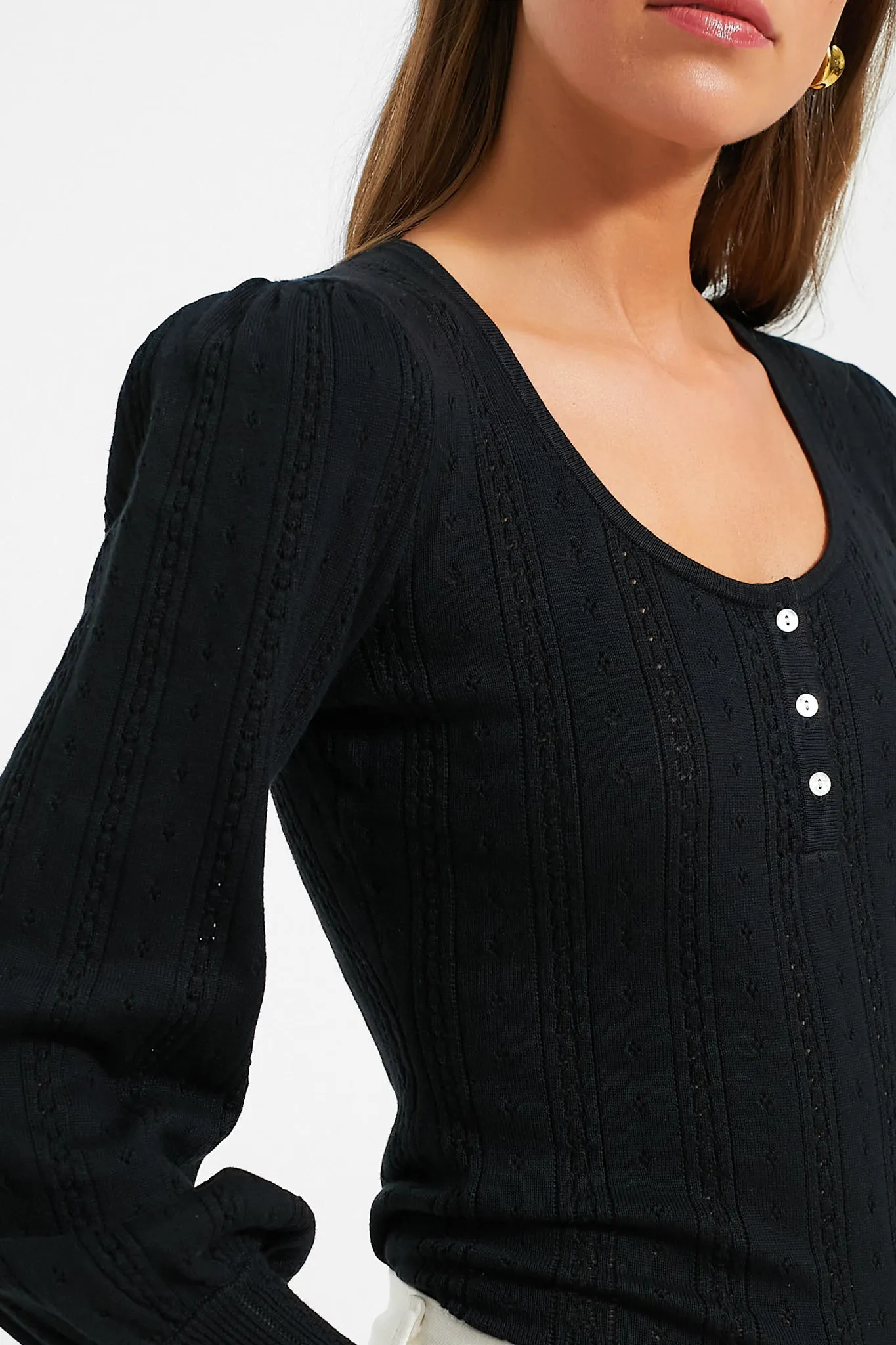 Black Pointelle Franklin Top