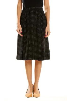 Black Polka Dot A-Line Midi Skirt