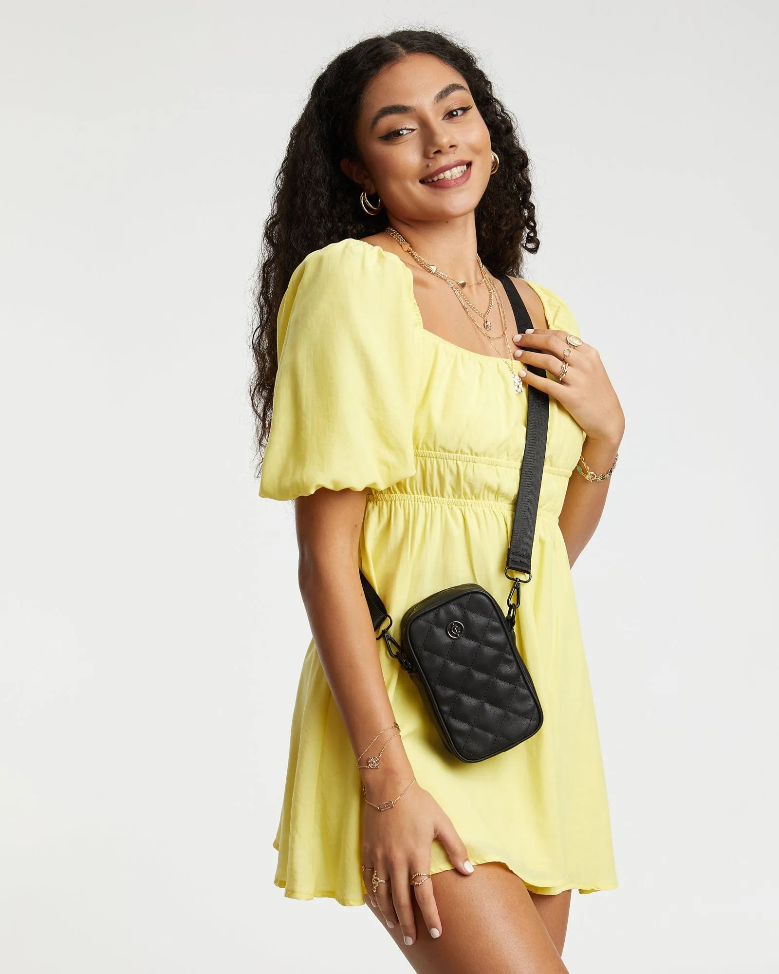 Black Rubee Quilted Crossbody Phone Bag
