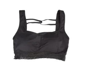 Black Seamless Open Back and Lace Sports Bra