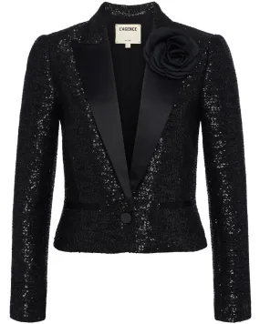 Black Sequin Scarlet Crop Blazer