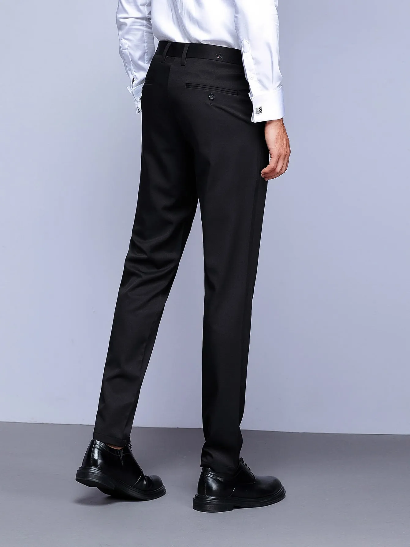 Black Slant Pocket Zipper Fly Tailored Trousers