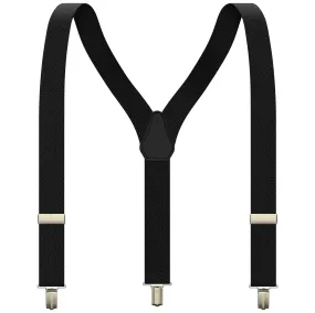 Black Slim Suspenders for Men & Women Boys & Girls Y-back Shape 1 inch wide