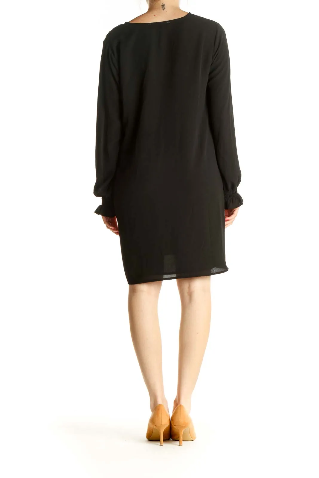 Black Solid Sequin Shift Dress