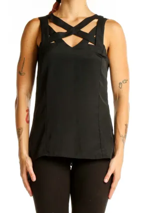 Black Strappy Sleeveless Polyester Top