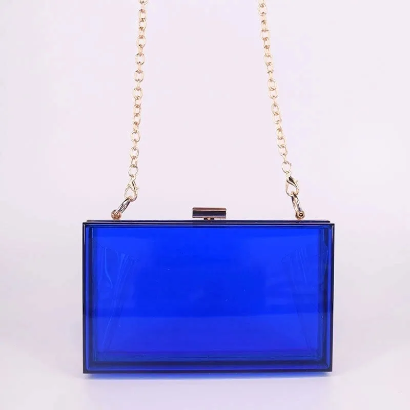 Black Transparent Pink Arylic Solid Color Square Evening Bags