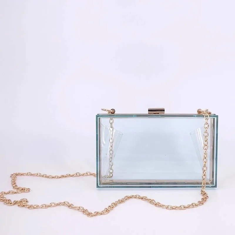 Black Transparent Pink Arylic Solid Color Square Evening Bags