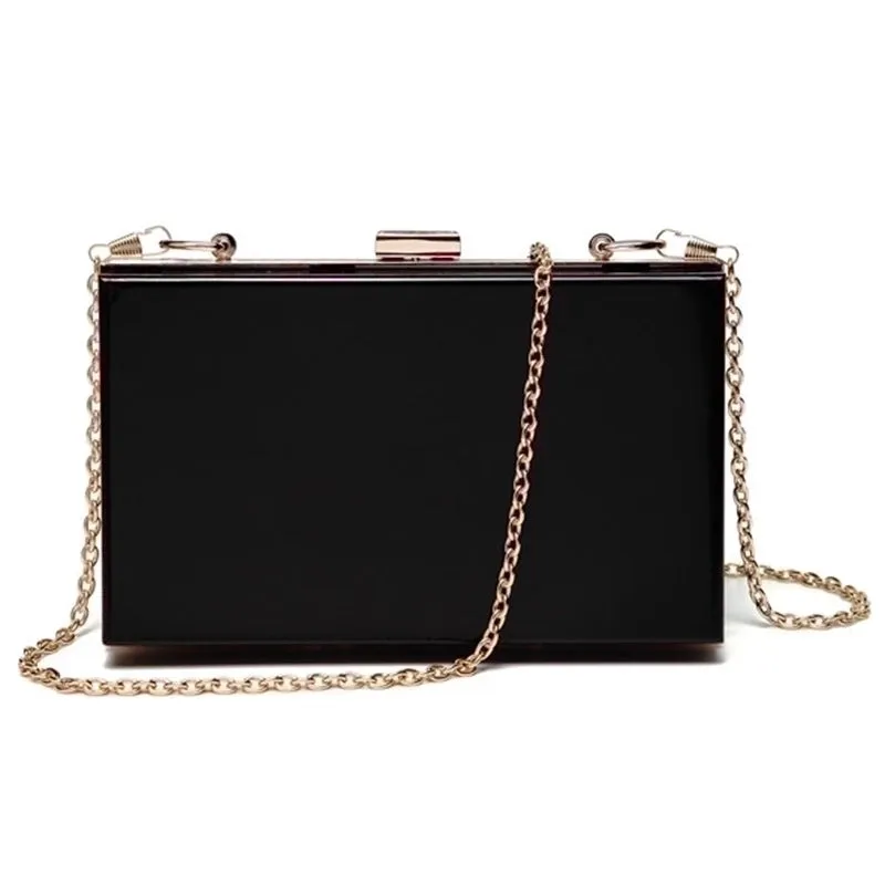 Black Transparent Pink Arylic Solid Color Square Evening Bags