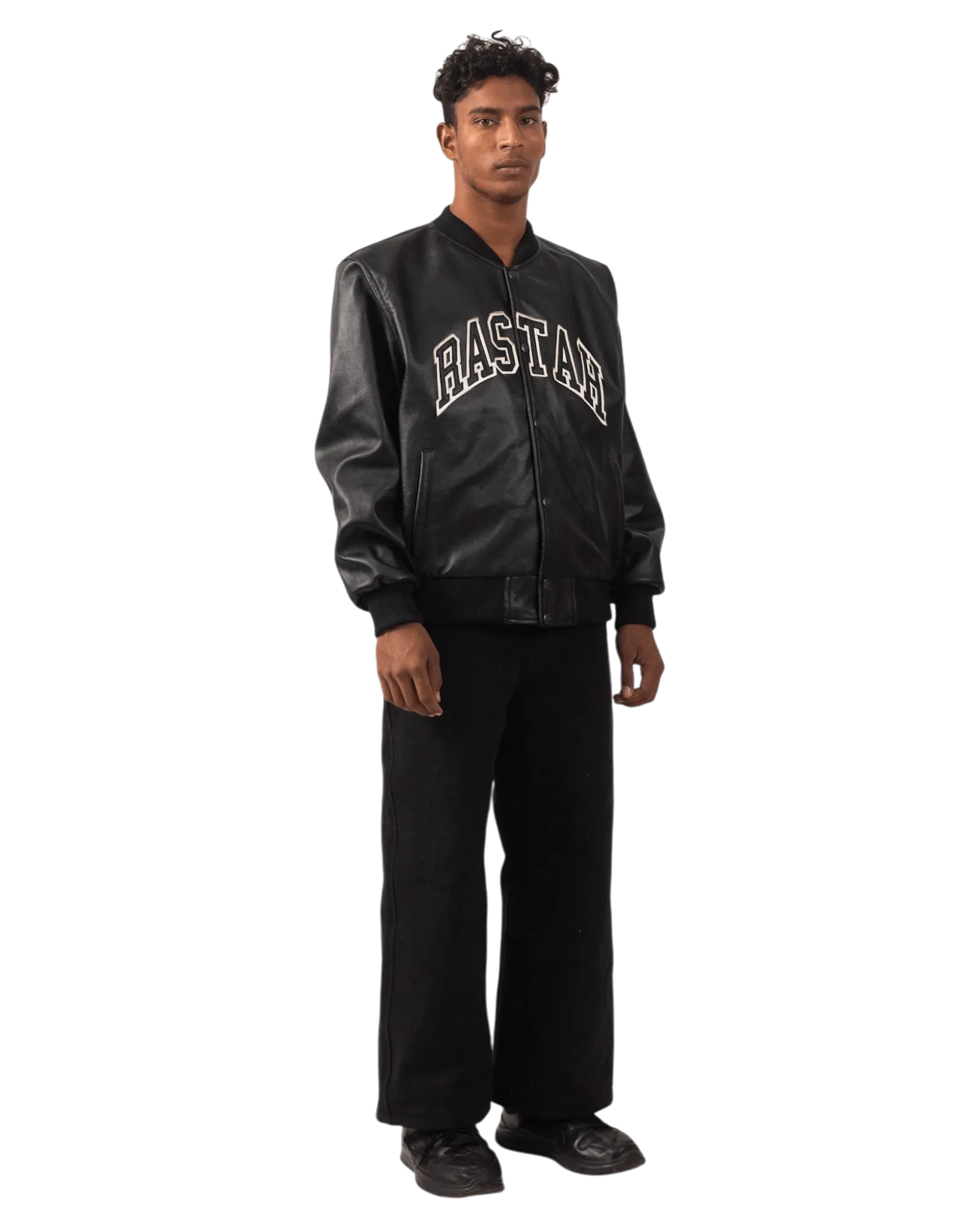 BLACK VARSITY LEATHER JACKET