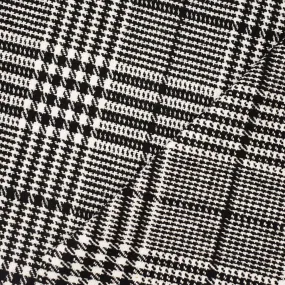 Black-White Melton Poly-Wool Glen Plaid Woven Jacketing Fabric