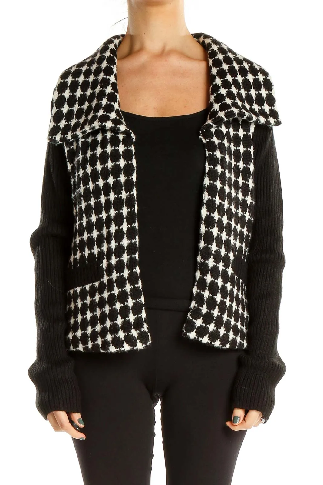 Black White Printed All Day Wear Sweater
