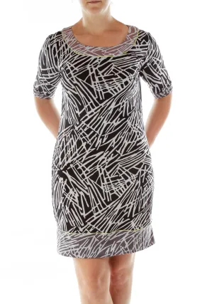 Black White Printed Shift Dress