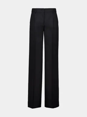 Black Wide-Leg Virgin Wool Trousers