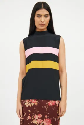 Black Yellow Pink Sleeveless Top