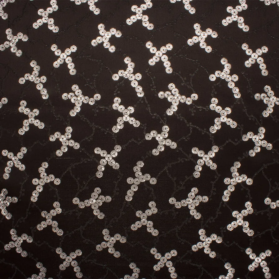 Black/Silver Sequin Jacquard Brocade