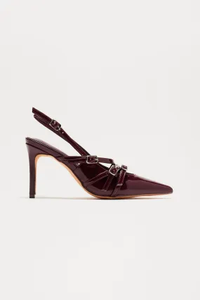 Blake Tiny Buckle Slingback Pumps - Burgundy