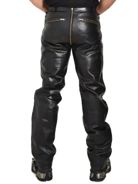 Blitz Leather Jeans with Two-Way Zip