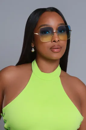 Block Them Oversized Sunglasses - Blue/Yellow