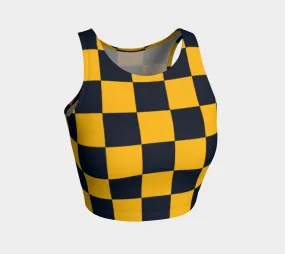 Blue & Gold Checkered Athletic Crop Top