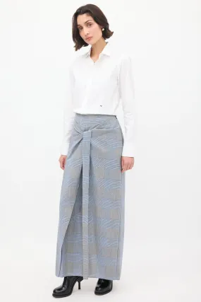 Blue & Multi Wool & Mohair Check Sarong Trouser