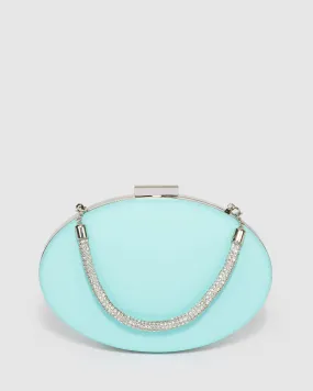 Blue Carmen Crystal Handle Clutch Bag