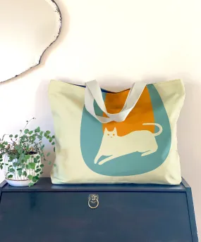 Blue Cat Oversized Canvas Bag