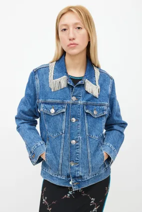 Blue Denim & Silver-Tone Fringe Jacket
