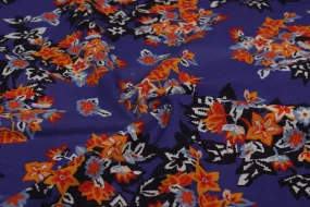 Blue Floral Printed Cotton Fabric