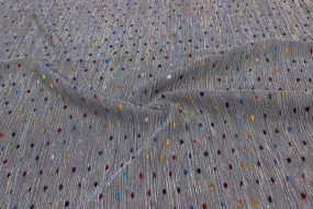 Blue Foil Printed Pleated Knit Fabric