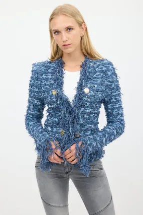 Blue Fringe Tweed Jacket