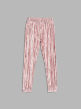 Blue Giraffe Girls Peach Solid Regular Fit Sweatpant