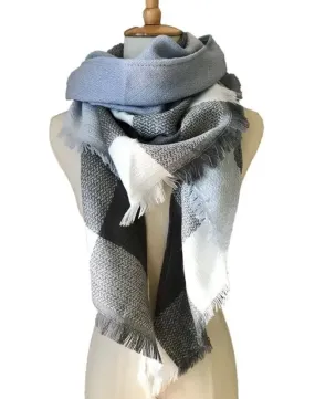 Blue Grey Triangle Blanket Scarf | DEAL