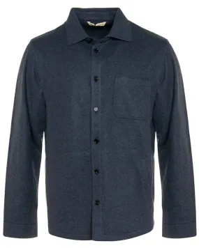 Blue Melange Cashmere Felt Overshirt