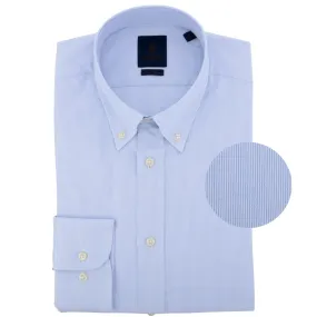 Blue Oxford Hairline Stripe Button Down Collar Shirt