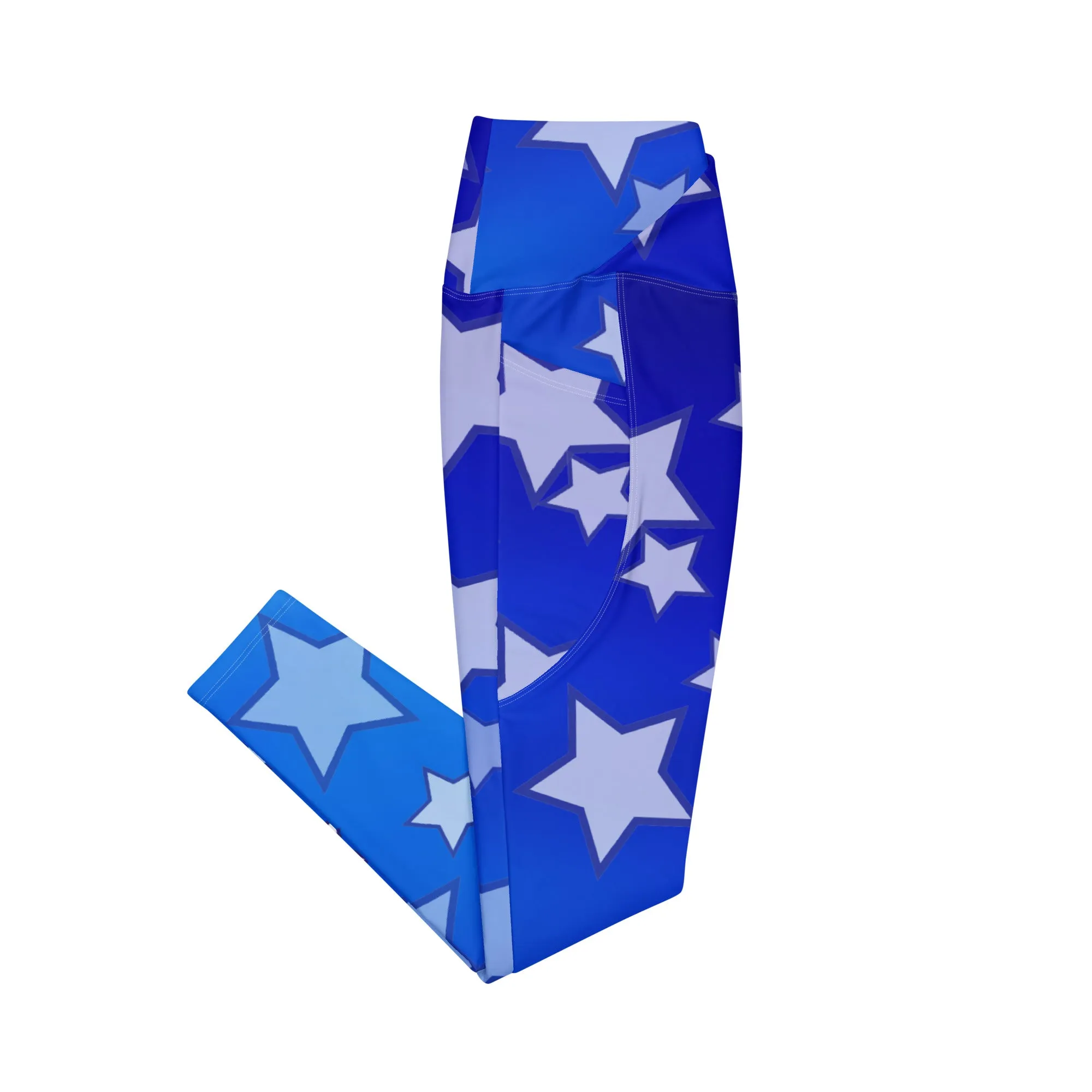 Blue Stars Crossover leggings with pockets, lioness-love.com