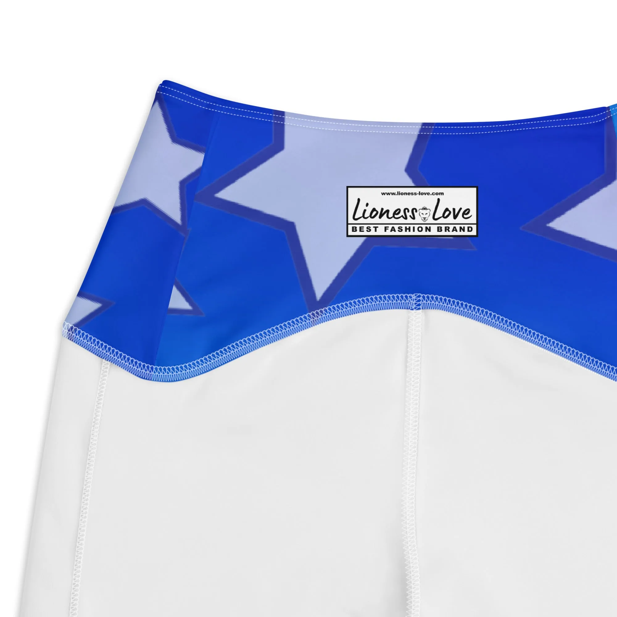 Blue Stars Crossover leggings with pockets, lioness-love.com