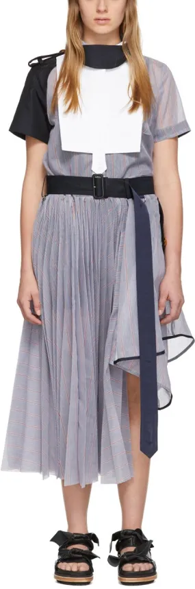 Blue Striped Organza Dress
