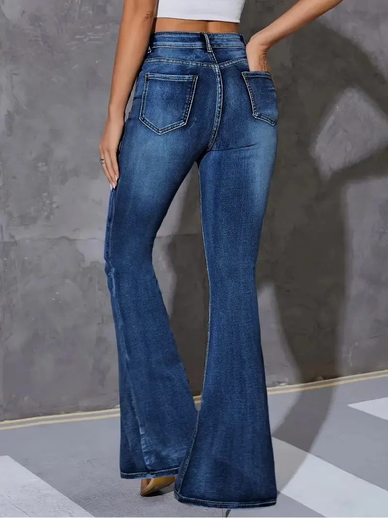 Blue Sturdy Wash Flare Bootleg Jeans