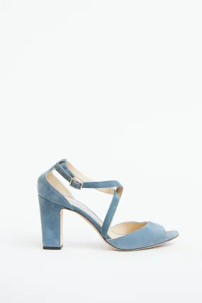 Blue Suede Heeled Sandal