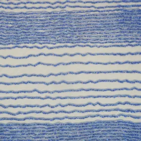 Blue Tulle Wave with Sequin Design Embroidered Fabric