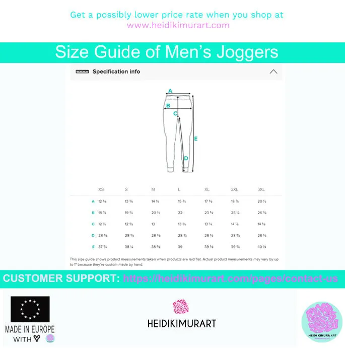 Blue White Abstract Men's Joggers, Best Abstract Slim-Fit Fashionable Sweatpants-Made in USA/EU/MX