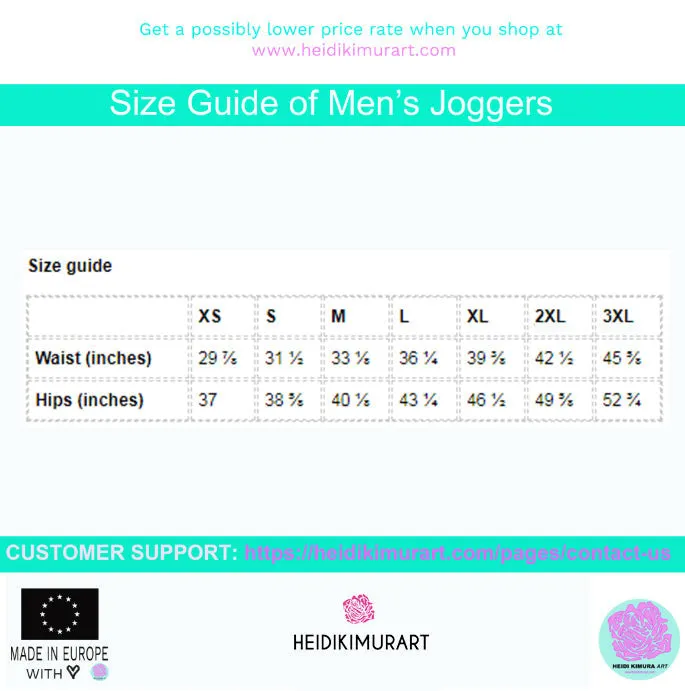 Blue White Abstract Men's Joggers, Best Abstract Slim-Fit Fashionable Sweatpants-Made in USA/EU/MX