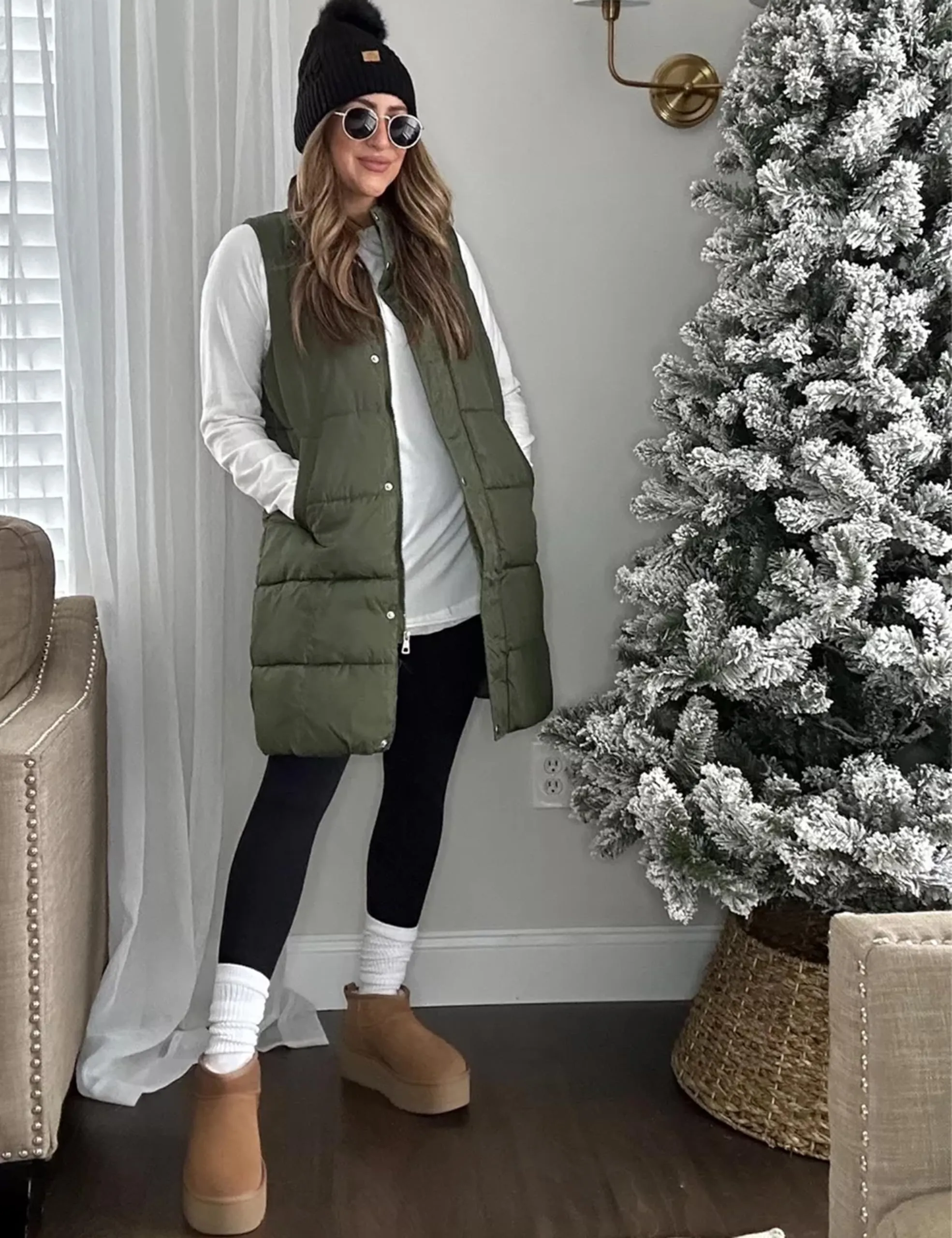 Blue Women's Long Puffer Vest Casual Sleeveless Puffy Jacket - Tanming