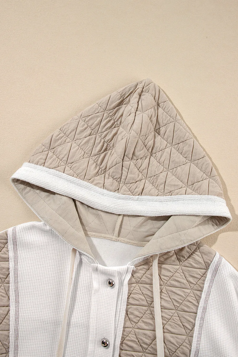 Blue Zone Planet |  Jungle Green Quilted Textured Patchwork Hooded Jacket