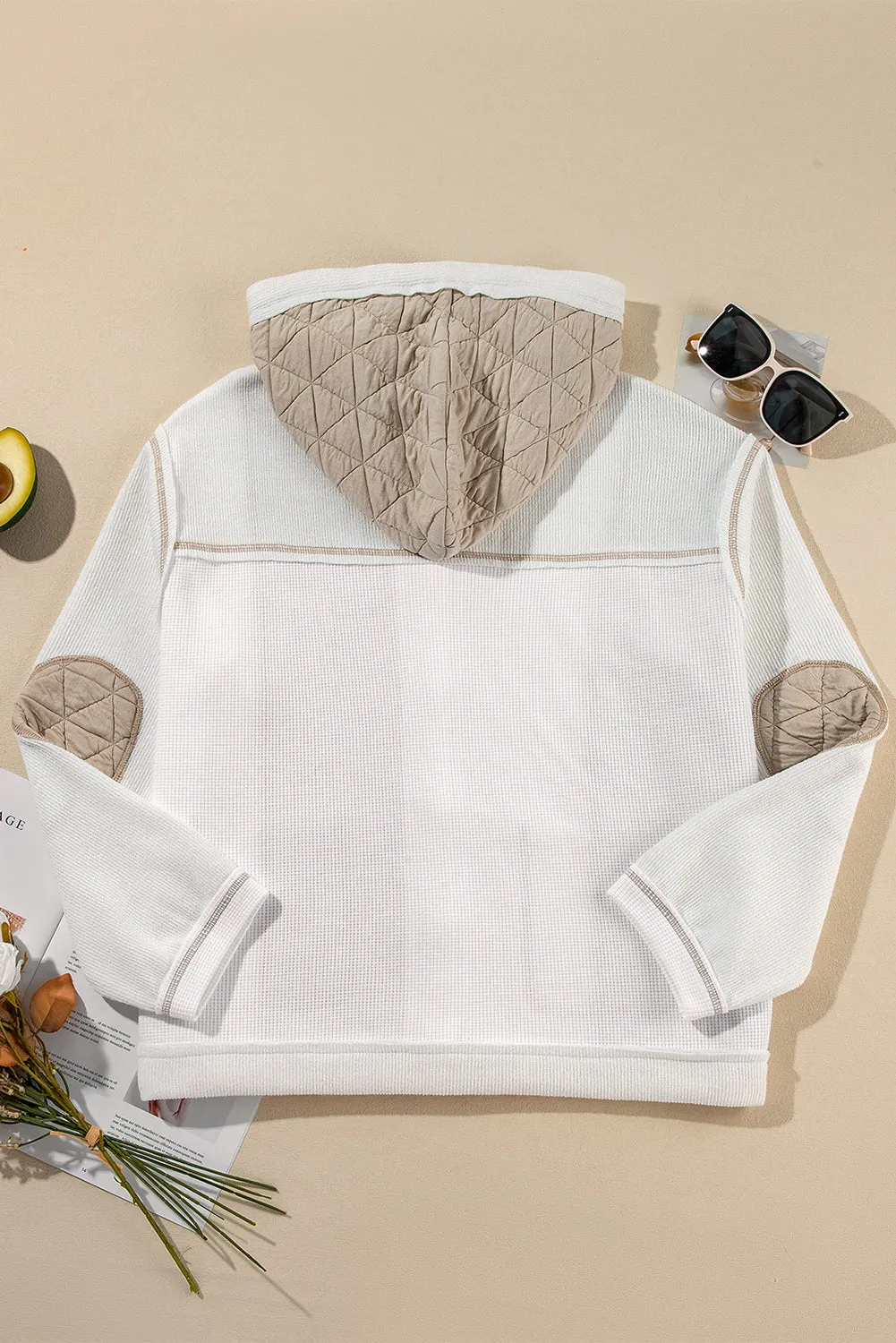 Blue Zone Planet |  Jungle Green Quilted Textured Patchwork Hooded Jacket