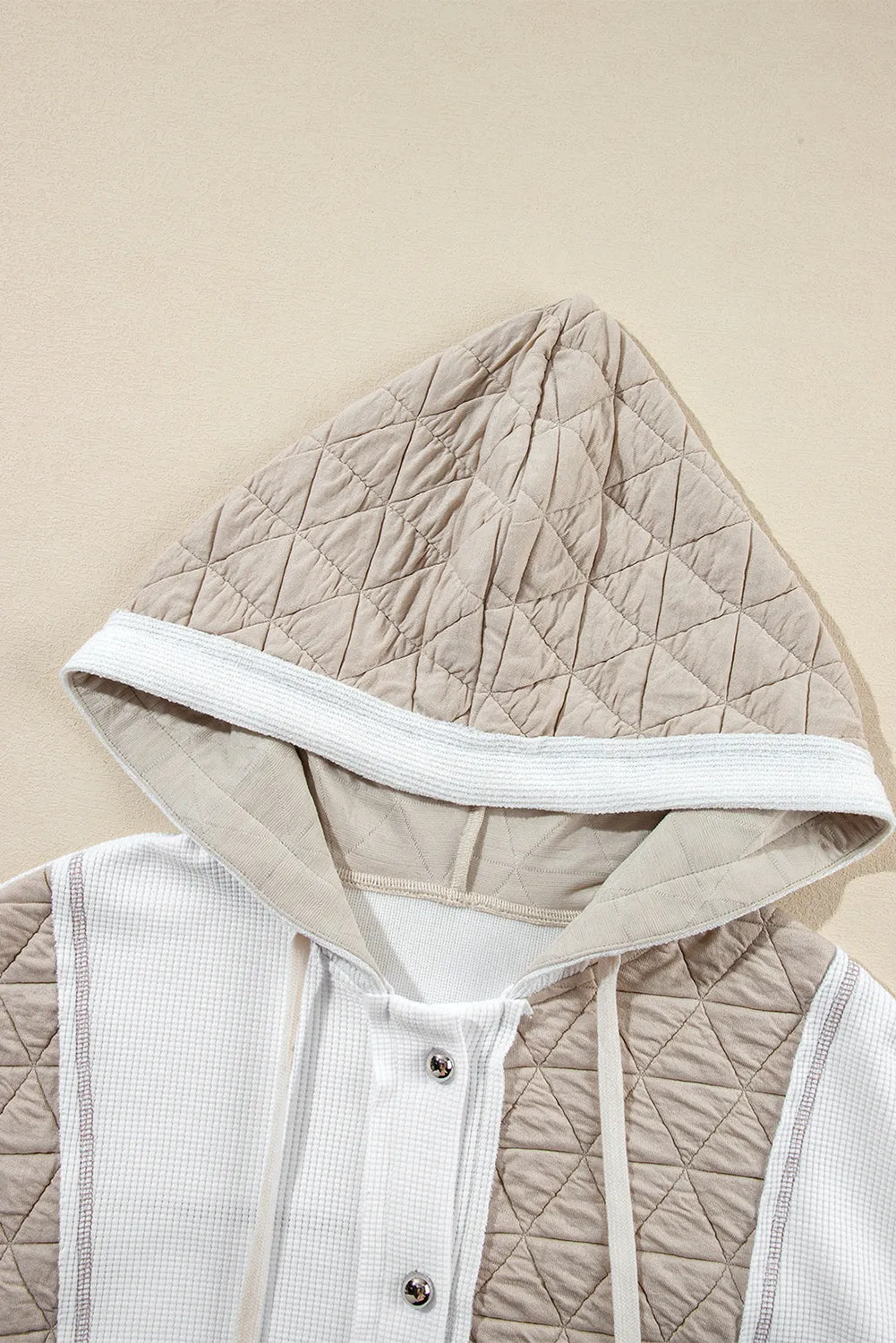 Blue Zone Planet |  Jungle Green Quilted Textured Patchwork Hooded Jacket