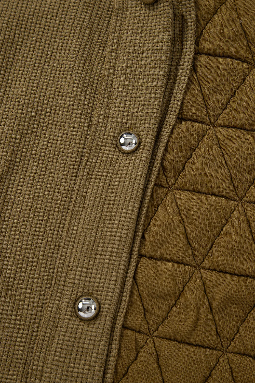 Blue Zone Planet |  Jungle Green Quilted Textured Patchwork Hooded Jacket