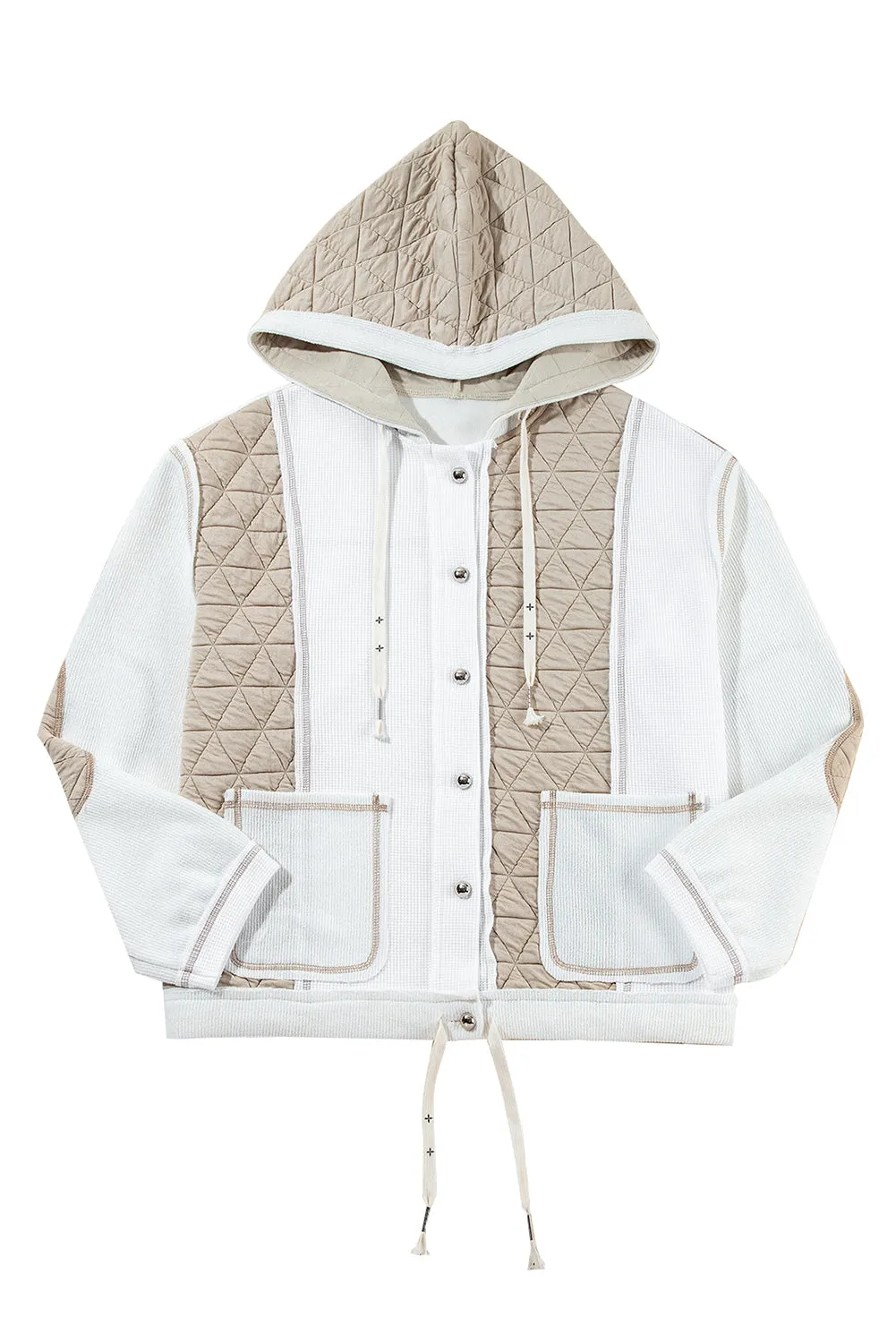 Blue Zone Planet |  Jungle Green Quilted Textured Patchwork Hooded Jacket