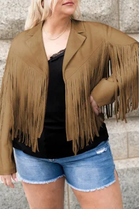 Blue Zone Planet |  Plus Size Fringe Open Front Jacket
