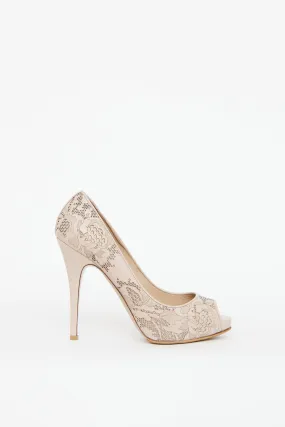 Blush Lasercut Peep Toe Pump